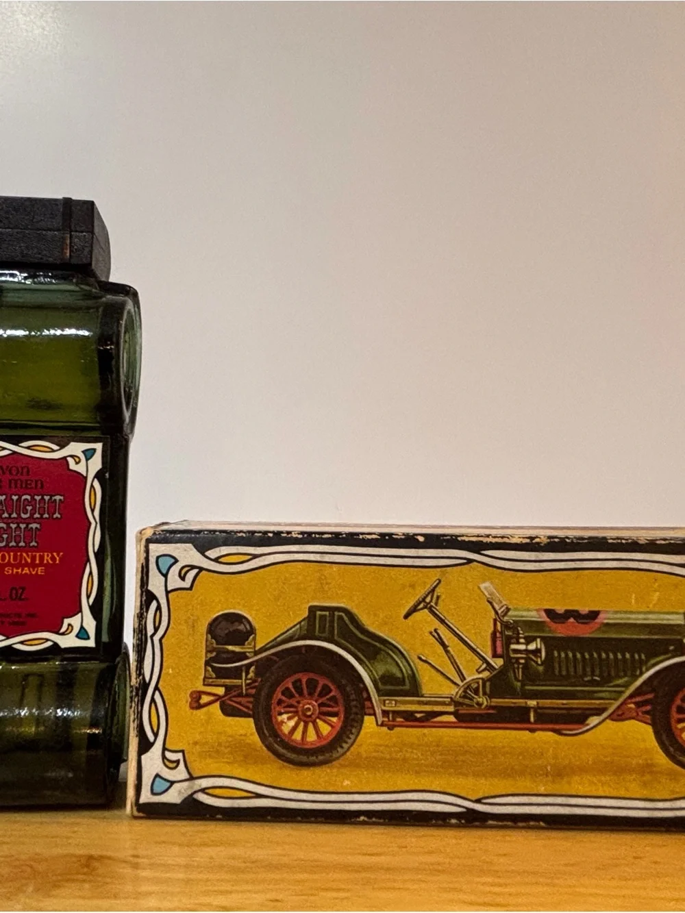 Avon Dark Green Glass Racer Car Figurine with Box